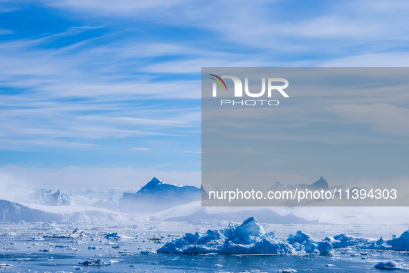 The Ilulissat Icefjord, also known as Sermeq Kujalleq, is draining approximately 7% of Greenland's ice sheet in Ilulissat, Greenland, on Jun...