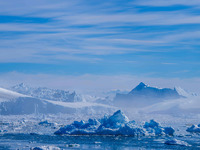 The Ilulissat Icefjord, also known as Sermeq Kujalleq, is draining approximately 7% of Greenland's ice sheet in Ilulissat, Greenland, on Jun...