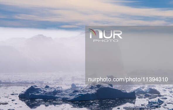 The Ilulissat Icefjord, also known as Sermeq Kujalleq, is draining approximately 7% of Greenland's ice sheet in Ilulissat, Greenland, on Jun...