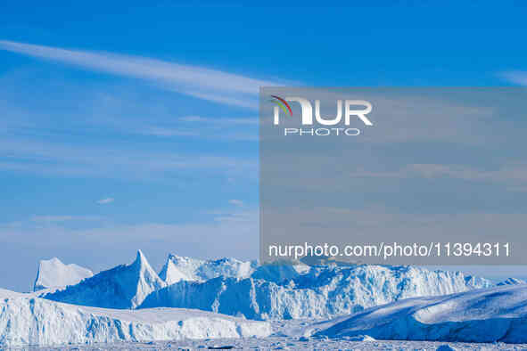 The Ilulissat Icefjord, also known as Sermeq Kujalleq, is draining approximately 7% of Greenland's ice sheet in Ilulissat, Greenland, on Jun...