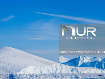 The Ilulissat Icefjord, also known as Sermeq Kujalleq, is draining approximately 7% of Greenland's ice sheet in Ilulissat, Greenland, on Jun...