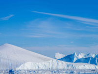 The Ilulissat Icefjord, also known as Sermeq Kujalleq, is draining approximately 7% of Greenland's ice sheet in Ilulissat, Greenland, on Jun...