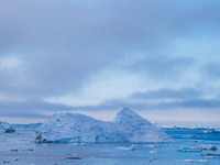 The Ilulissat Icefjord, also known as Sermeq Kujalleq, is draining approximately 7% of Greenland's ice sheet in Ilulissat, Greenland, on Jun...