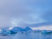 The Ilulissat Icefjord, also known as Sermeq Kujalleq, is draining approximately 7% of Greenland's ice sheet in Ilulissat, Greenland, on Jun...