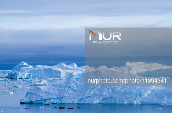 The Ilulissat Icefjord, also known as Sermeq Kujalleq, is draining approximately 7% of Greenland's ice sheet in Ilulissat, Greenland, on Jun...