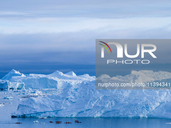 The Ilulissat Icefjord, also known as Sermeq Kujalleq, is draining approximately 7% of Greenland's ice sheet in Ilulissat, Greenland, on Jun...