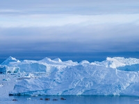 The Ilulissat Icefjord, also known as Sermeq Kujalleq, is draining approximately 7% of Greenland's ice sheet in Ilulissat, Greenland, on Jun...