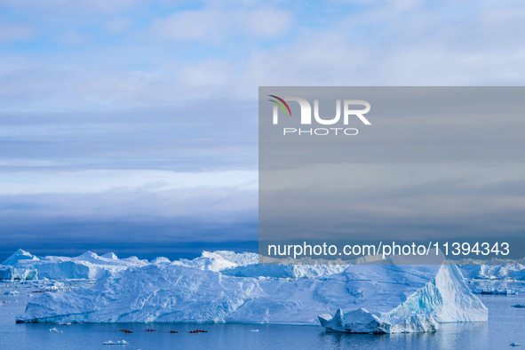 The Ilulissat Icefjord, also known as Sermeq Kujalleq, is draining approximately 7% of Greenland's ice sheet in Ilulissat, Greenland, on Jun...