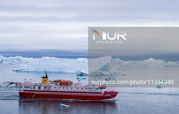 The Ilulissat Icefjord, also known as Sermeq Kujalleq, is draining approximately 7% of Greenland's ice sheet in Ilulissat, Greenland, on Jun...