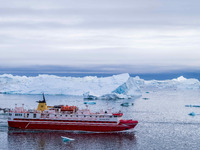 The Ilulissat Icefjord, also known as Sermeq Kujalleq, is draining approximately 7% of Greenland's ice sheet in Ilulissat, Greenland, on Jun...