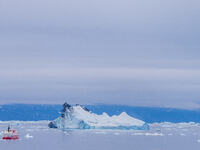 The Ilulissat Icefjord, also known as Sermeq Kujalleq, is draining approximately 7% of Greenland's ice sheet in Ilulissat, Greenland, on Jun...