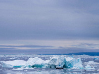 The Ilulissat Icefjord, also known as Sermeq Kujalleq, is draining approximately 7% of Greenland's ice sheet in Ilulissat, Greenland, on Jun...