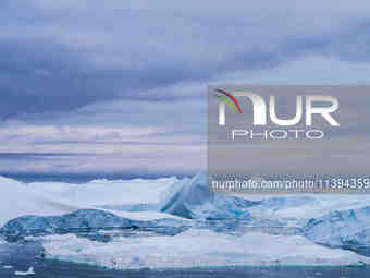 The Ilulissat Icefjord, also known as Sermeq Kujalleq, is draining approximately 7% of Greenland's ice sheet in Ilulissat, Greenland, on Jun...