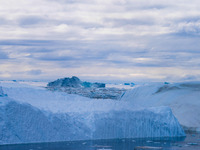 The Ilulissat Icefjord, also known as Sermeq Kujalleq, is draining approximately 7% of Greenland's ice sheet in Ilulissat, Greenland, on Jun...