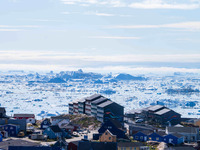 The Ilulissat Icefjord, also known as Sermeq Kujalleq, is draining approximately 7% of Greenland's ice sheet in Ilulissat, Greenland, on Jun...