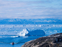 The Ilulissat Icefjord, also known as Sermeq Kujalleq, is draining approximately 7% of Greenland's ice sheet in Ilulissat, Greenland, on Jun...