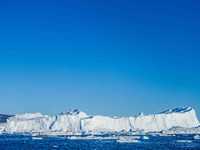 The Ilulissat Icefjord, also known as Sermeq Kujalleq, is draining approximately 7% of Greenland's ice sheet in Ilulissat, Greenland, on Jun...