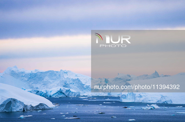 The Ilulissat Icefjord, also known as Sermeq Kujalleq, is draining approximately 7% of Greenland's ice sheet in Ilulissat, Greenland, on Jun...