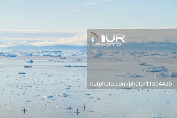 The Ilulissat Icefjord, also known as Sermeq Kujalleq, is draining approximately 7% of Greenland's ice sheet in Ilulissat, Greenland, on Jul...