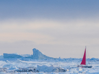 The Ilulissat Icefjord, also known as Sermeq Kujalleq, is draining approximately 7% of Greenland's ice sheet in Ilulissat, Greenland, on Jun...