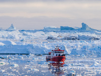 The Ilulissat Icefjord, also known as Sermeq Kujalleq, is draining approximately 7% of Greenland's ice sheet in Ilulissat, Greenland, on Jun...