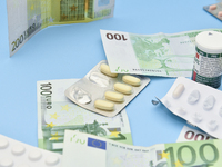 An illustrative image is showing Euros banknotes and medicines in Ankara, Turkey, on July 9, 2024 (