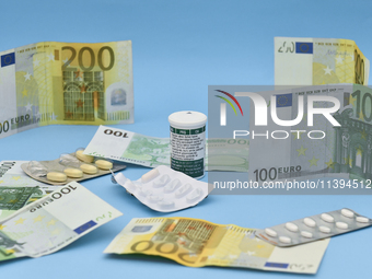 An illustrative image is showing Euros banknotes and medicines in Ankara, Turkey, on July 9, 2024 (