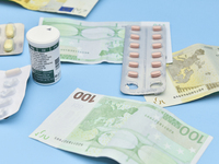 An illustrative image is showing Euros banknotes and medicines in Ankara, Turkey, on July 9, 2024 (