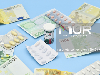 An illustrative image is showing Euros banknotes and medicines in Ankara, Turkey, on July 9, 2024 (