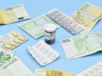 An illustrative image is showing Euros banknotes and medicines in Ankara, Turkey, on July 9, 2024 (