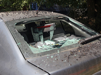 A car is being damaged by the Russian missile attack in Dnipro, Ukraine, on July 8, 2024. NO USE RUSSIA. NO USE BELARUS. (