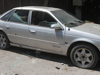 A car is being damaged by the Russian missile attack in Dnipro, Ukraine, on July 8, 2024. NO USE RUSSIA. NO USE BELARUS. (