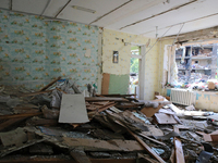 A kindergarten in the Holosiivskyi district is being destroyed by a Russian missile attack in Kyiv, Ukraine, on July 8, 2024. NO USE RUSSIA....