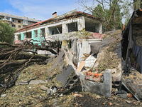 A kindergarten in the Holosiivskyi district is being destroyed by a Russian missile attack in Kyiv, Ukraine, on July 8, 2024. NO USE RUSSIA....