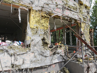 A kindergarten in the Holosiivskyi district is being destroyed by a Russian missile attack in Kyiv, Ukraine, on July 8, 2024. NO USE RUSSIA....