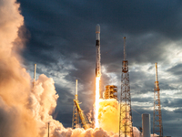 A SpaceX Falcon 9 rocket is lifting off from pad 40 at the Cape Canaveral Space Force Base, carrying the Turkish Satellite Turksat 6A to Geo...