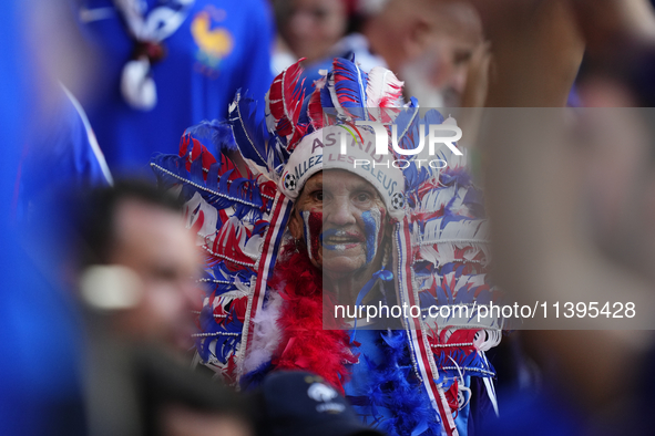 French supporter prior the UEFA EURO 2024 semi-final match between Spain v France at Munich Football Arena on July 9, 2024 in Munich, German...