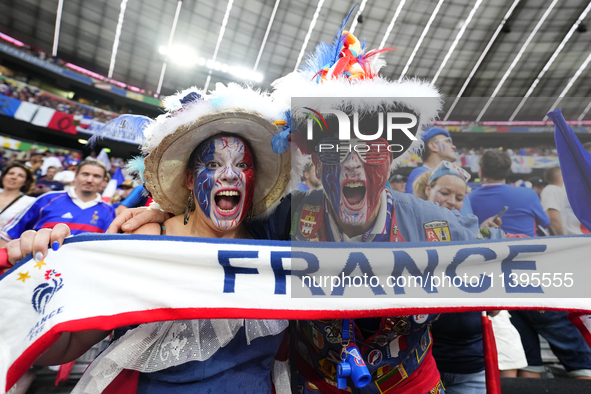 French supporters prior the UEFA EURO 2024 semi-final match between Spain v France at Munich Football Arena on July 9, 2024 in Munich, Germa...