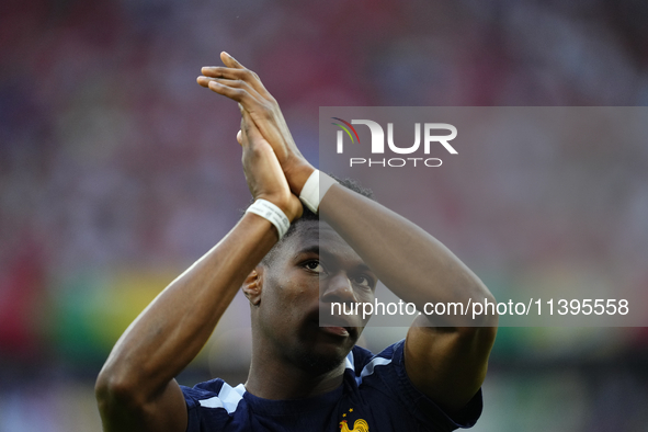 Aurelien Tchouameni defensive midfield of France and Real Madrid during the warm-up before the UEFA EURO 2024 semi-final match between Spain...