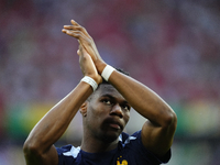 Aurelien Tchouameni defensive midfield of France and Real Madrid during the warm-up before the UEFA EURO 2024 semi-final match between Spain...