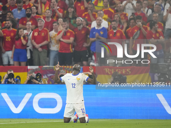 Randal Kolo Muani centre-forward of France and Paris Saint-Germain celebrates after scoring his sides first goal during the UEFA EURO 2024 s...