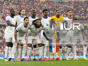 France line up during the UEFA EURO 2024 semi-final match between Spain v France at Munich Football Arena on July 9, 2024 in Munich, Germany...