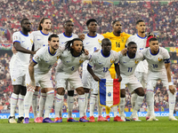 France line up during the UEFA EURO 2024 semi-final match between Spain v France at Munich Football Arena on July 9, 2024 in Munich, Germany...