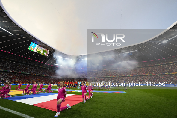 General view inside stadium during the UEFA EURO 2024 semi-final match between Spain v France at Munich Football Arena on July 9, 2024 in Mu...