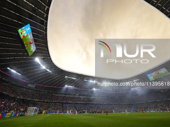 General view inside stadium during the UEFA EURO 2024 semi-final match between Spain v France at Munich Football Arena on July 9, 2024 in Mu...