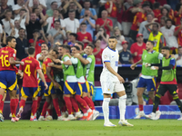 Kylian Mbappe centre-forward of France and Real Madrid after Sapin first goal during the UEFA EURO 2024 semi-final match between Spain v Fra...