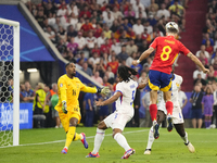 Fabian Ruiz central midfield of Spain and Paris Saint-Germain shooting to goal during the UEFA EURO 2024 semi-final match between Spain v Fr...