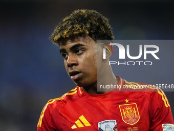 Lamine Yamal right winger of Spain and FC Barcelona during the UEFA EURO 2024 semi-final match between Spain v France at Munich Football Are...