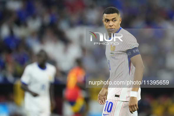 Kylian Mbappe centre-forward of France and Real Madrid during the UEFA EURO 2024 semi-final match between Spain v France at Munich Football...