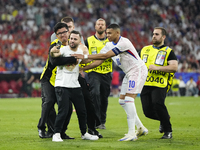 Pitch onvader with Kylian Mbappe centre-forward of France and Real Madrid during the UEFA EURO 2024 semi-final match between Spain v France...